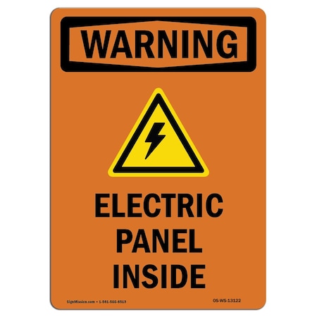 Signmission Safety Sign, OSHA WARNING, 18" Height, Aluminum, Electric Panel Inside, Portrait OS-WS-A-1218-V-13122